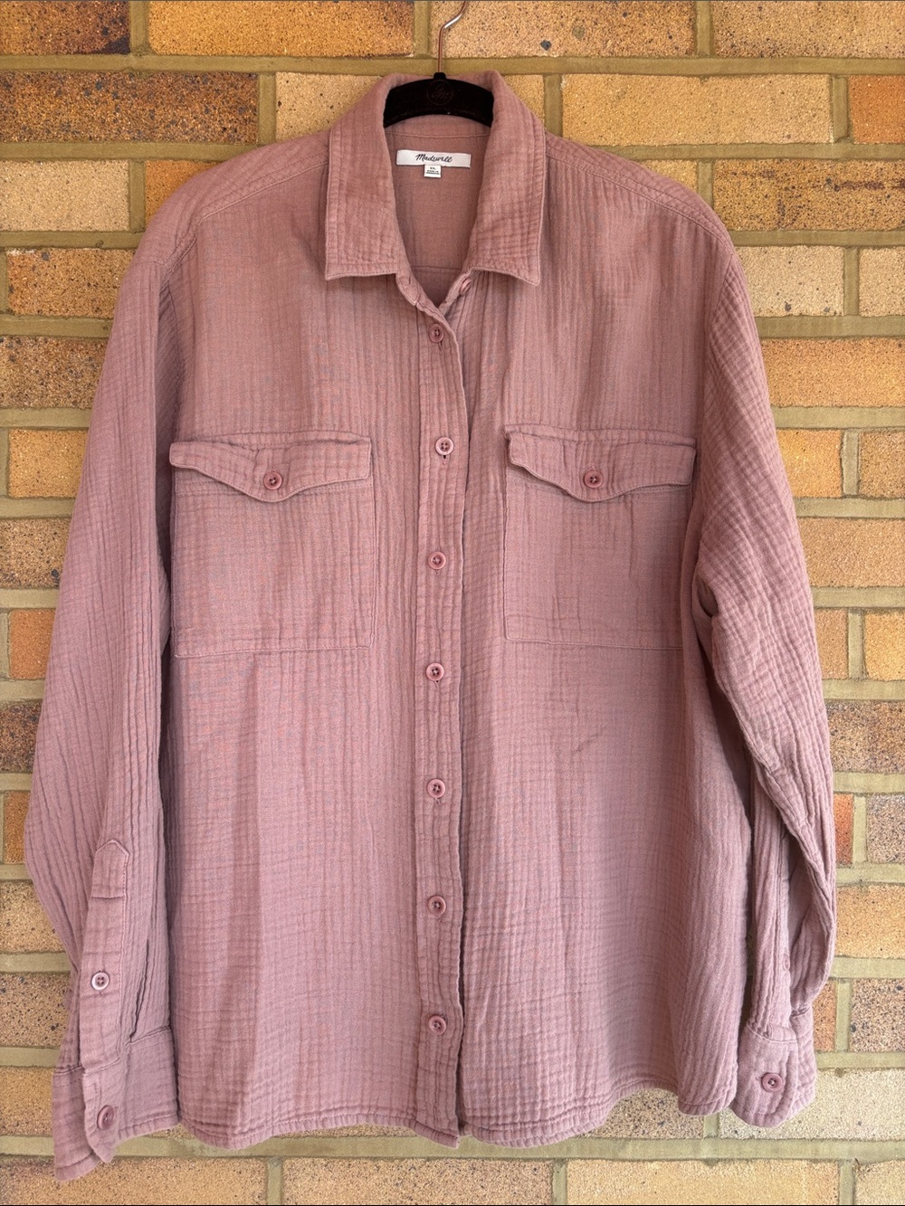 Madewell Dusty Mauve Long Sleeve 100% Cotton Lightweight Button Down Shirt XL